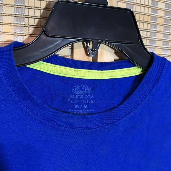 Fruit of the Loom Platinum Bright Blue Tank Top Lime Green Trim Men's Medium - Picture 6 of 13